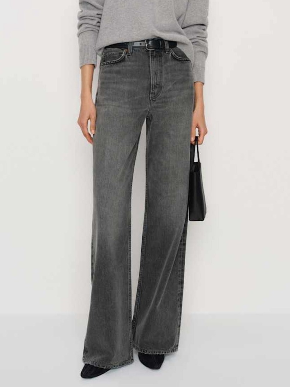 Reformation Cary High Rise Slouchy Wide Leg Jeans in Galveston Gray Size 27